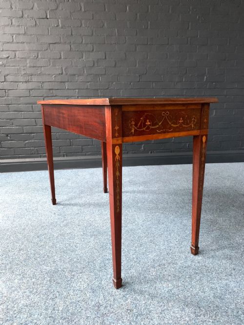 PRETTY VICTORIAN INLAID MAHOGANY TWODRAWER CONSOLE TABLE - ADDITIONAL PHOTO 8
