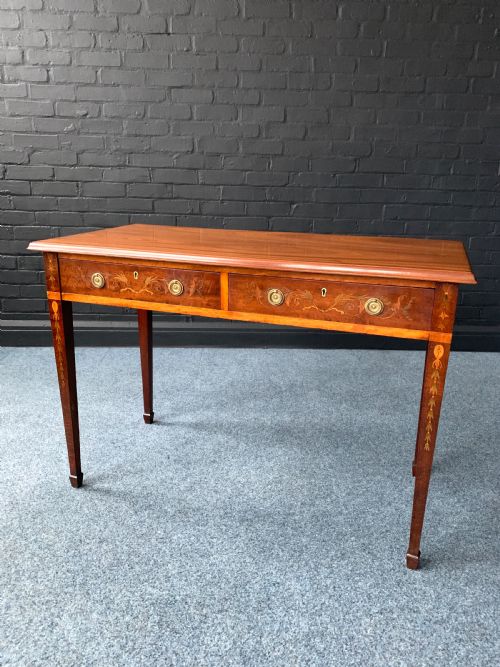 PRETTY VICTORIAN INLAID MAHOGANY TWODRAWER CONSOLE TABLE - ADDITIONAL PHOTO 5