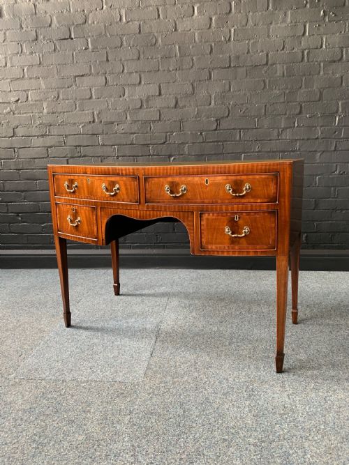 mahogany bow fronted desk - CATEGORY: ANTIQUE DESKS - DATED 19TH CENTURY