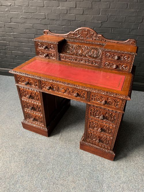 LATE VICTORIAN OAK DESK BY EDWARDS ROBERTS - ADDITIONAL PHOTO 1