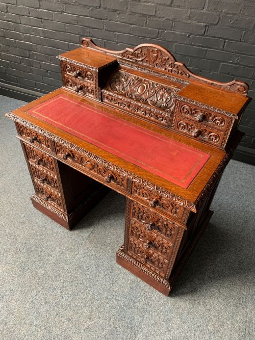 LATE VICTORIAN OAK DESK BY EDWARDS ROBERTS - ADDITIONAL PHOTO 3