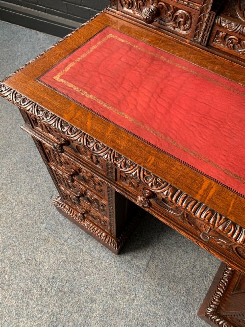 LATE VICTORIAN OAK DESK BY EDWARDS ROBERTS - ADDITIONAL PHOTO 4