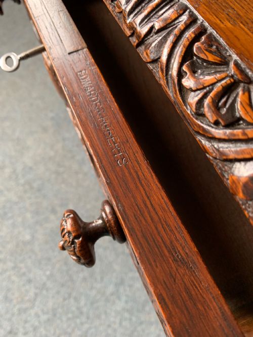 LATE VICTORIAN OAK DESK BY EDWARDS ROBERTS - ADDITIONAL PHOTO 5
