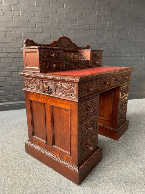 LATE VICTORIAN OAK DESK BY EDWARDS ROBERTS - ADDITIONAL PHOTO 7