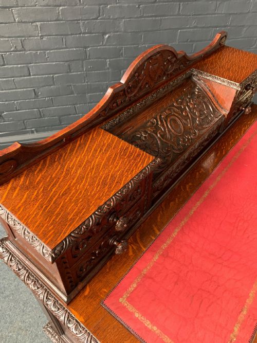 LATE VICTORIAN OAK DESK BY EDWARDS ROBERTS - ADDITIONAL PHOTO 8
