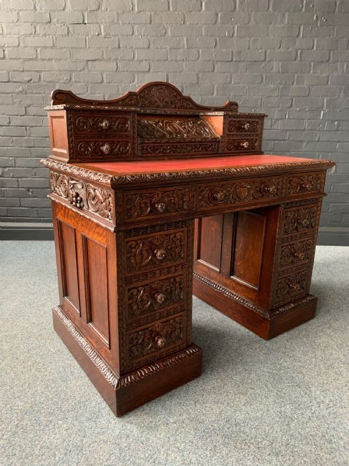LATE VICTORIAN OAK DESK BY EDWARDS ROBERTS - ADDITIONAL PHOTO 9