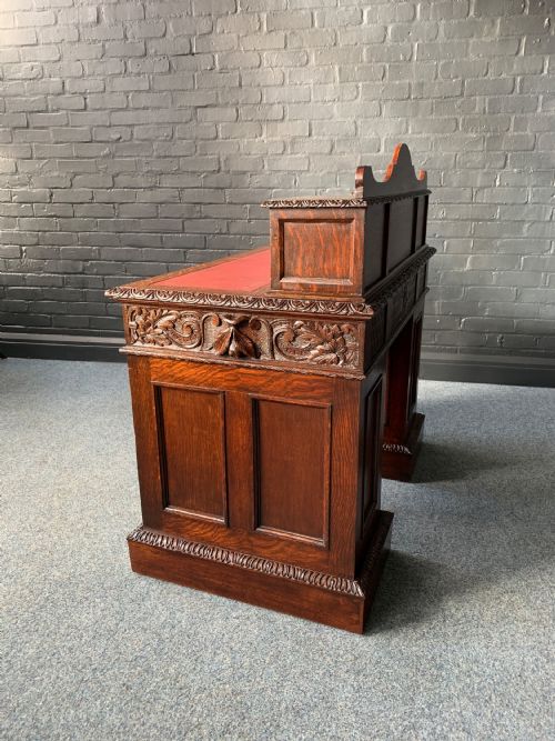 LATE VICTORIAN OAK DESK BY EDWARDS ROBERTS - ADDITIONAL PHOTO 10