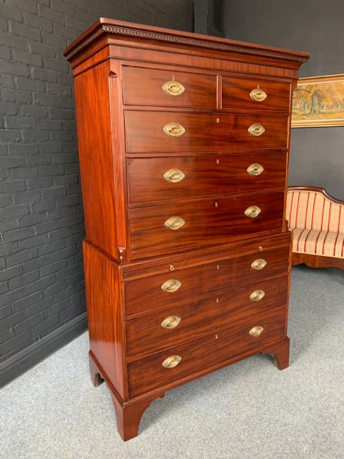 george iii mahogany chest on chest - CATEGORY: ANTIQUE CHEST OF DRAWERS - DATED 18TH CENTURY