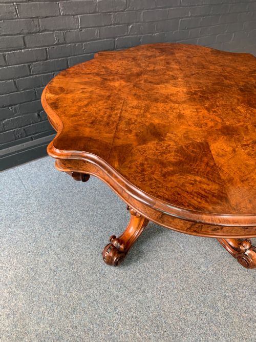 VICTORIAN BURR WALNUT CENTER TABLE - ADDITIONAL PHOTO 3