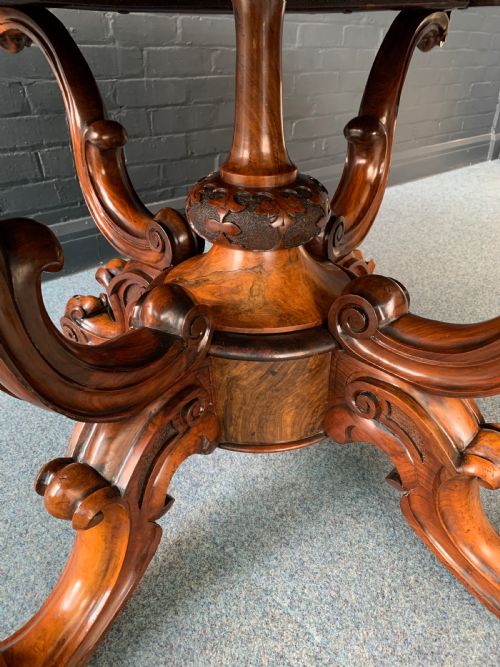 VICTORIAN BURR WALNUT CENTER TABLE - ADDITIONAL PHOTO 5