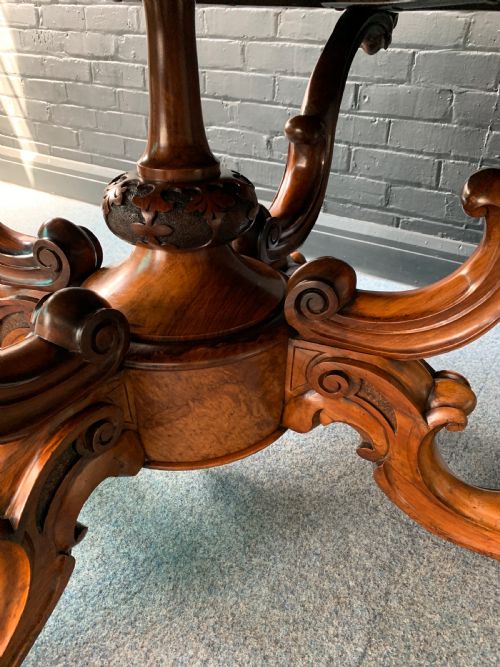 VICTORIAN BURR WALNUT CENTER TABLE - ADDITIONAL PHOTO 6