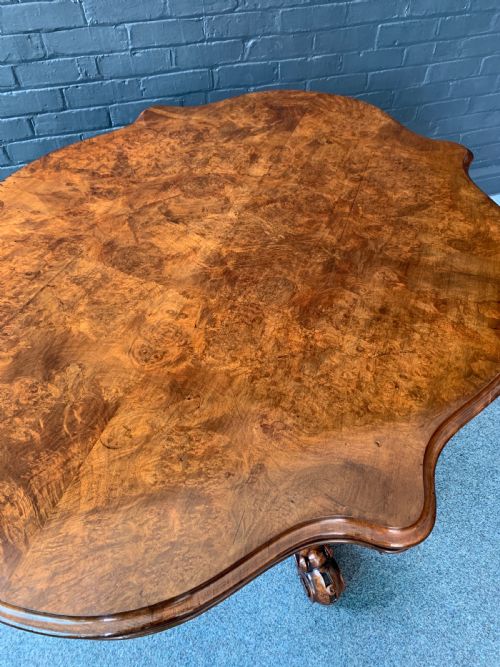 VICTORIAN BURR WALNUT CENTER TABLE - ADDITIONAL PHOTO 7