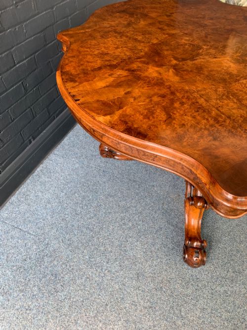 VICTORIAN BURR WALNUT CENTER TABLE - ADDITIONAL PHOTO 8