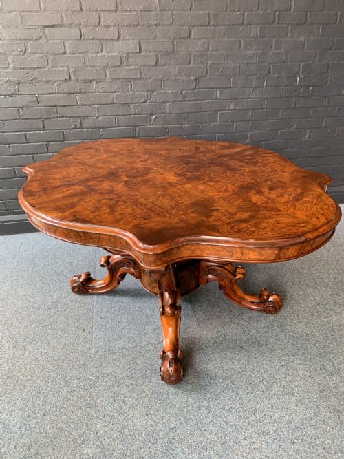 VICTORIAN BURR WALNUT CENTER TABLE - ADDITIONAL PHOTO 9