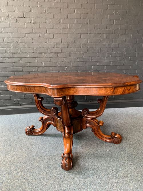 VICTORIAN BURR WALNUT CENTER TABLE - ADDITIONAL PHOTO 10
