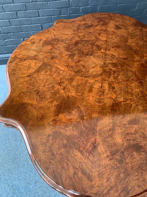 VICTORIAN BURR WALNUT CENTER TABLE - ADDITIONAL PHOTO 12