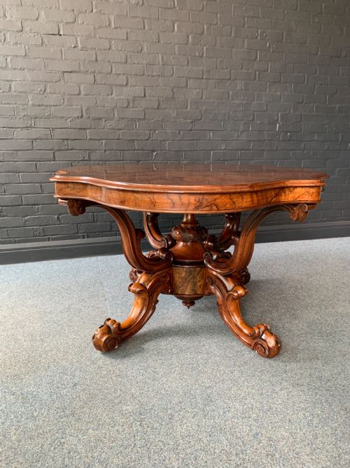 VICTORIAN BURR WALNUT CENTER TABLE - ADDITIONAL PHOTO 13