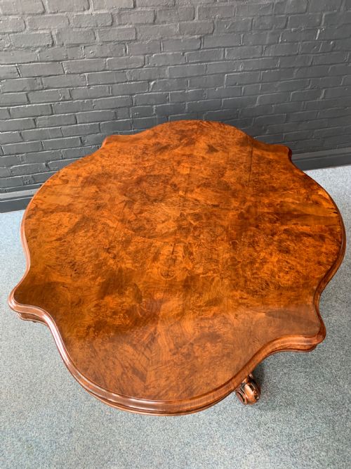 VICTORIAN BURR WALNUT CENTER TABLE - ADDITIONAL PHOTO 14
