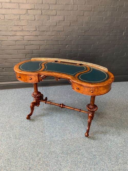 antique victorian burr walnut writing table - CATEGORY: ANTIQUE TABLES - DATED VICTORIAN