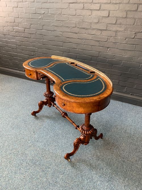 ANTIQUE VICTORIAN BURR WALNUT WRITING TABLE - ADDITIONAL PHOTO 24