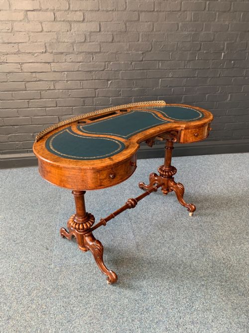 ANTIQUE VICTORIAN BURR WALNUT WRITING TABLE - ADDITIONAL PHOTO 26