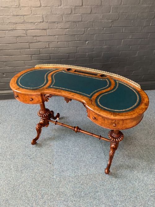 ANTIQUE VICTORIAN BURR WALNUT WRITING TABLE - ADDITIONAL PHOTO 27