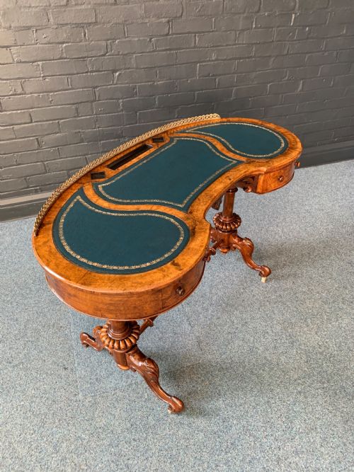 ANTIQUE VICTORIAN BURR WALNUT WRITING TABLE - ADDITIONAL PHOTO 28