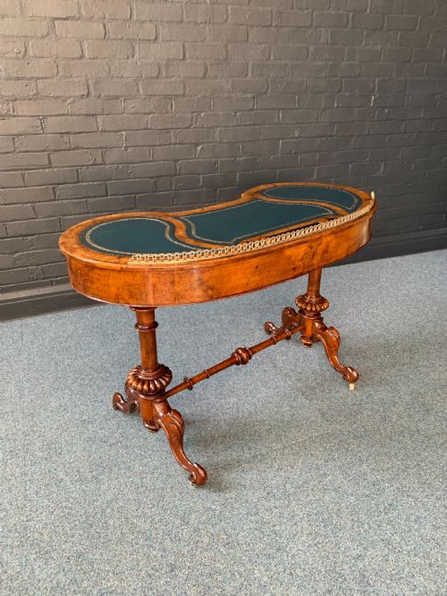 ANTIQUE VICTORIAN BURR WALNUT WRITING TABLE - ADDITIONAL PHOTO 1