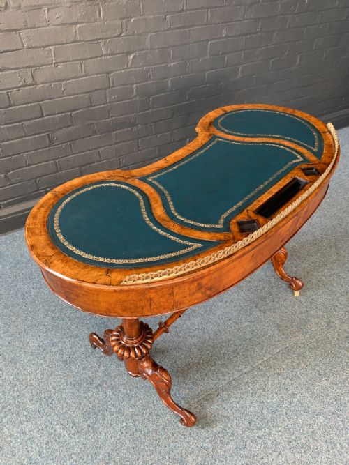 ANTIQUE VICTORIAN BURR WALNUT WRITING TABLE - ADDITIONAL PHOTO 2