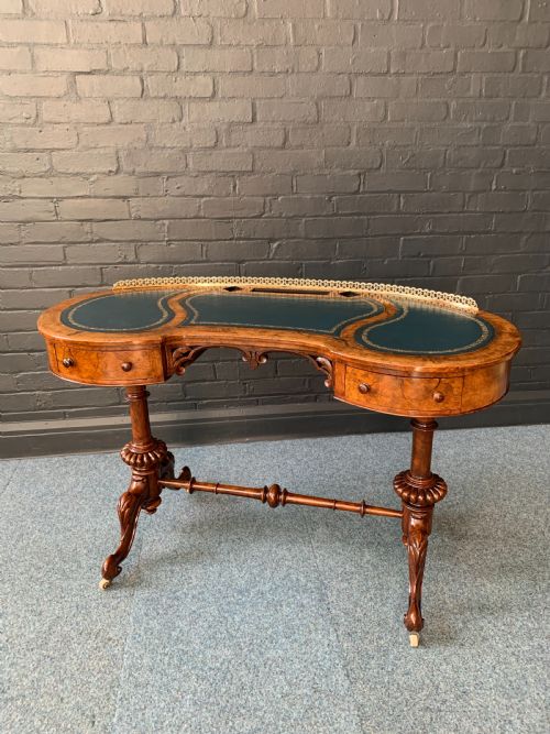 ANTIQUE VICTORIAN BURR WALNUT WRITING TABLE - ADDITIONAL PHOTO 3