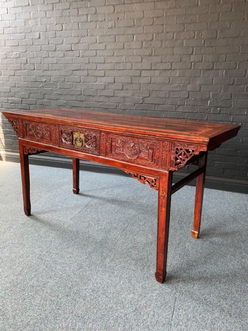 CHINESE RED LACQUERED ALTAR TABLE - ADDITIONAL PHOTO 1