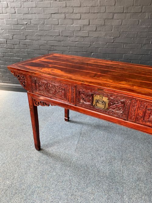 CHINESE RED LACQUERED ALTAR TABLE - ADDITIONAL PHOTO 3