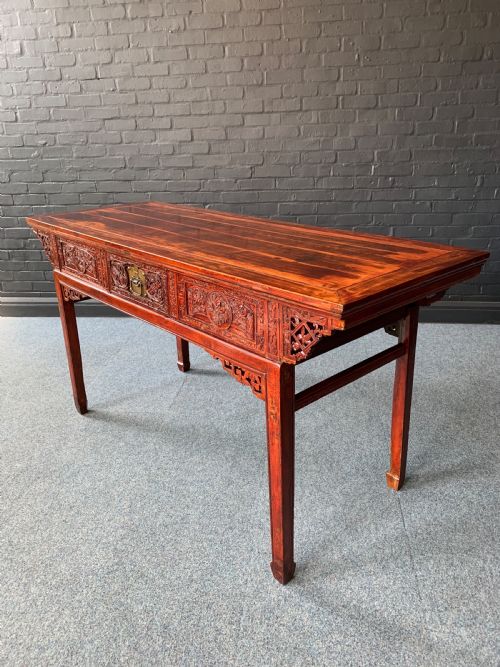 CHINESE RED LACQUERED ALTAR TABLE - ADDITIONAL PHOTO 4