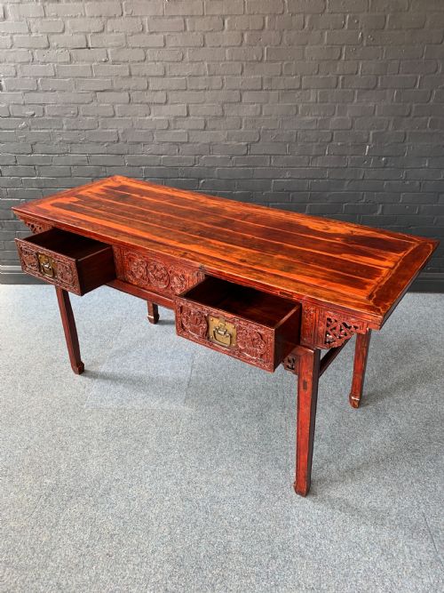 CHINESE RED LACQUERED ALTAR TABLE - ADDITIONAL PHOTO 9