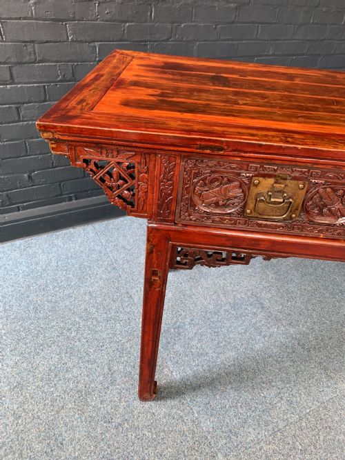 CHINESE RED LACQUERED ALTAR TABLE - ADDITIONAL PHOTO 10