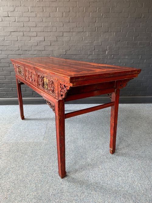 CHINESE RED LACQUERED ALTAR TABLE - ADDITIONAL PHOTO 14