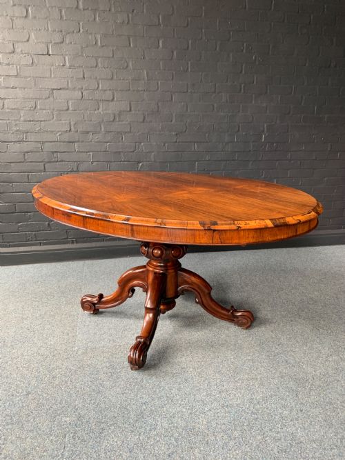 VICTORIAN ROSEWOOD OVAL TILT TOP CENTER TABLE - ADDITIONAL PHOTO 5
