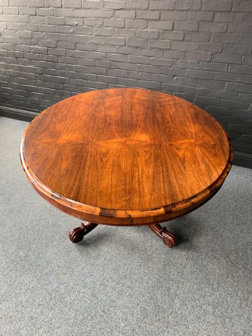 VICTORIAN ROSEWOOD OVAL TILT TOP CENTER TABLE - ADDITIONAL PHOTO 6