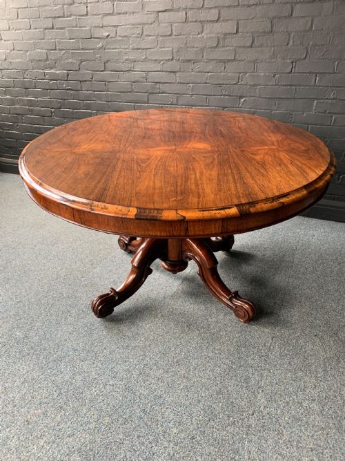 VICTORIAN ROSEWOOD OVAL TILT TOP CENTER TABLE - ADDITIONAL PHOTO 7
