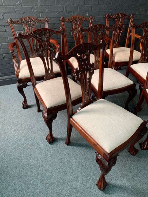 GOOD QUALITY SET OF EIGHT CHIPPENDALE STYLE MAHOGANY DINING CHAIRS - ADDITIONAL PHOTO 3