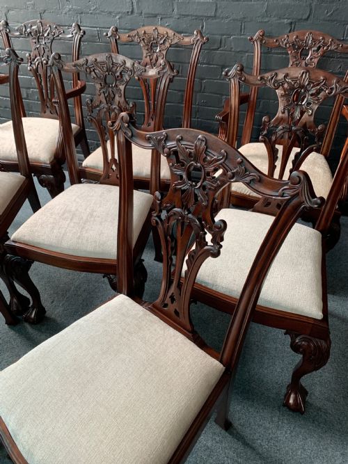 GOOD QUALITY SET OF EIGHT CHIPPENDALE STYLE MAHOGANY DINING CHAIRS - ADDITIONAL PHOTO 5