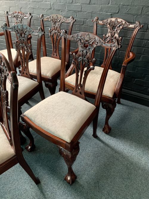 GOOD QUALITY SET OF EIGHT CHIPPENDALE STYLE MAHOGANY DINING CHAIRS - ADDITIONAL PHOTO 6