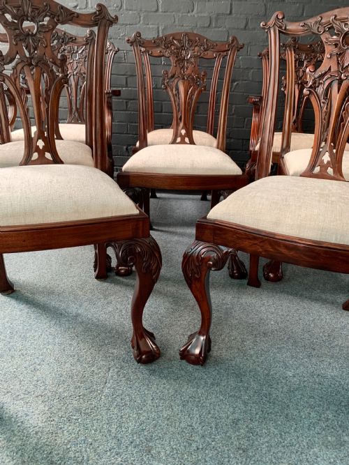 GOOD QUALITY SET OF EIGHT CHIPPENDALE STYLE MAHOGANY DINING CHAIRS - ADDITIONAL PHOTO 10