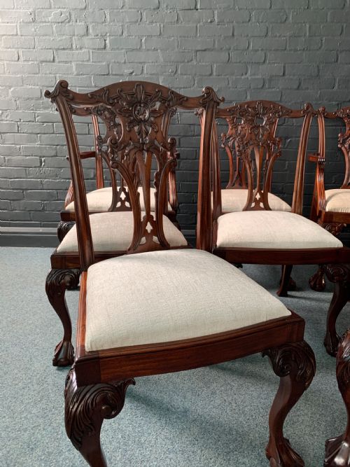 GOOD QUALITY SET OF EIGHT CHIPPENDALE STYLE MAHOGANY DINING CHAIRS - ADDITIONAL PHOTO 11