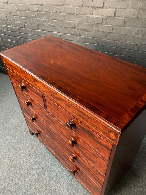 19TH CENTURY INLAID MAHOGANY CHEST OF DRAWERS - ADDITIONAL PHOTO 3