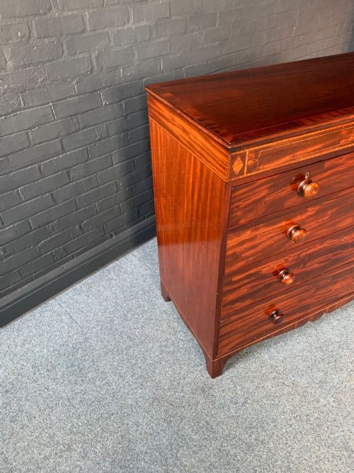 19TH CENTURY INLAID MAHOGANY CHEST OF DRAWERS - ADDITIONAL PHOTO 4