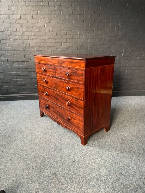 19TH CENTURY INLAID MAHOGANY CHEST OF DRAWERS - ADDITIONAL PHOTO 8