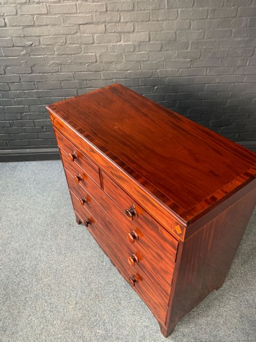 19TH CENTURY INLAID MAHOGANY CHEST OF DRAWERS - ADDITIONAL PHOTO 9