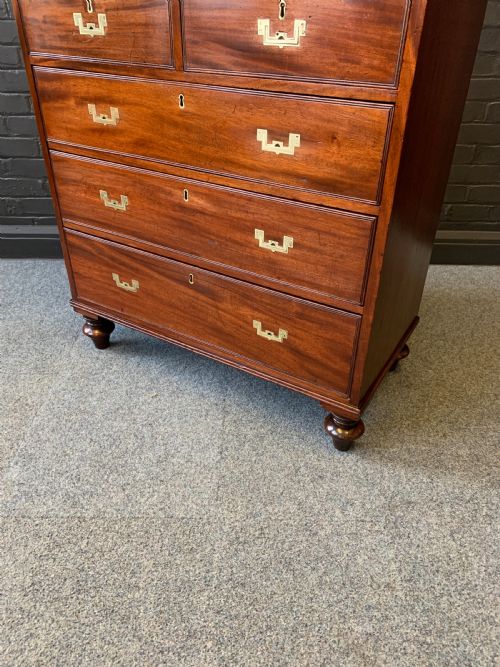 19TH CENTURY MAHOGANY MILITARY CAMPAIGN CHEST - ADDITIONAL PHOTO 6