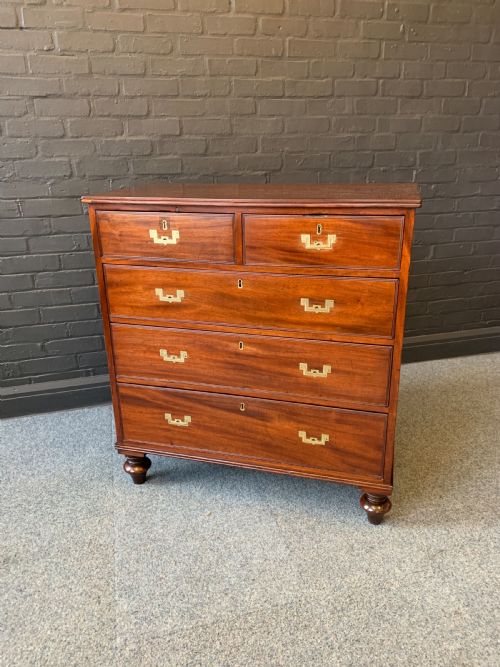19TH CENTURY MAHOGANY MILITARY CAMPAIGN CHEST - ADDITIONAL PHOTO 9